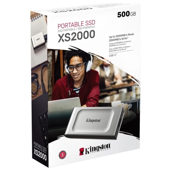 Внешний SSD диск Kingston R2000/W2000 Мб/сек, USB 3.2, 500Гб